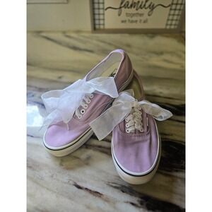 Vans Authentic Lavender Purple Canvas Low Top Sneakers White Ribbon Laces 11